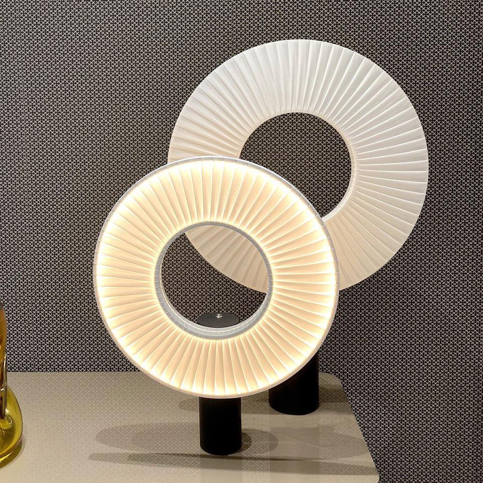 Iris Minimalist LED Portable Table Lamp Modern Fabric Shade Bedside Desk Light Black