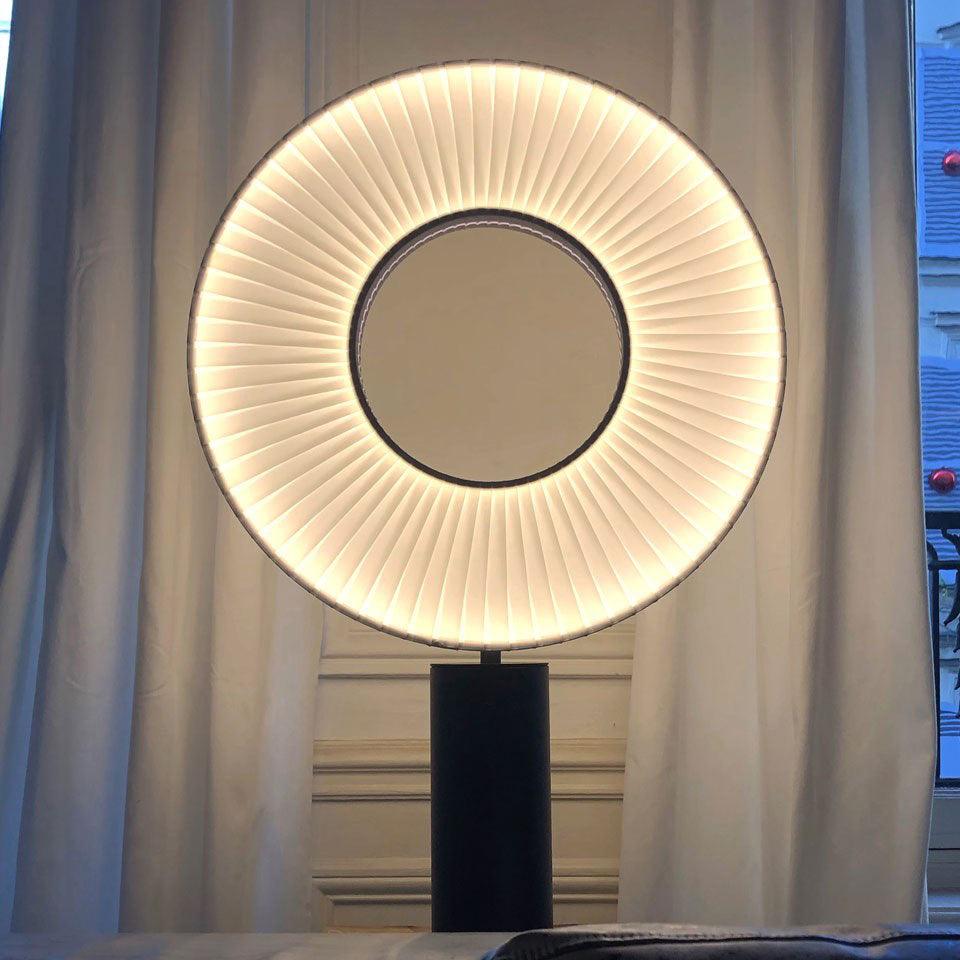 Iris Minimalist LED Portable Table Lamp Modern Fabric Shade Bedside Desk Light Black