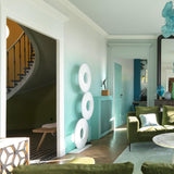 Modern Iris Totem LED Floor Lamp with Large Fabric Shade for Living Room Indoor Sunshine Lighting