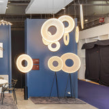 Modern Iris Totem LED Floor Lamp with Large Fabric Shade for Living Room Indoor Sunshine Lighting