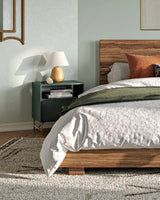 Natural Wood Task Lamp with White Fabric Shade for Bedside and Desk Irving