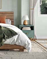 Natural Wood Task Lamp with White Fabric Shade for Bedside and Desk Irving