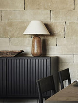 Natural Wood Task Lamp with White Fabric Shade for Bedside and Desk Irving