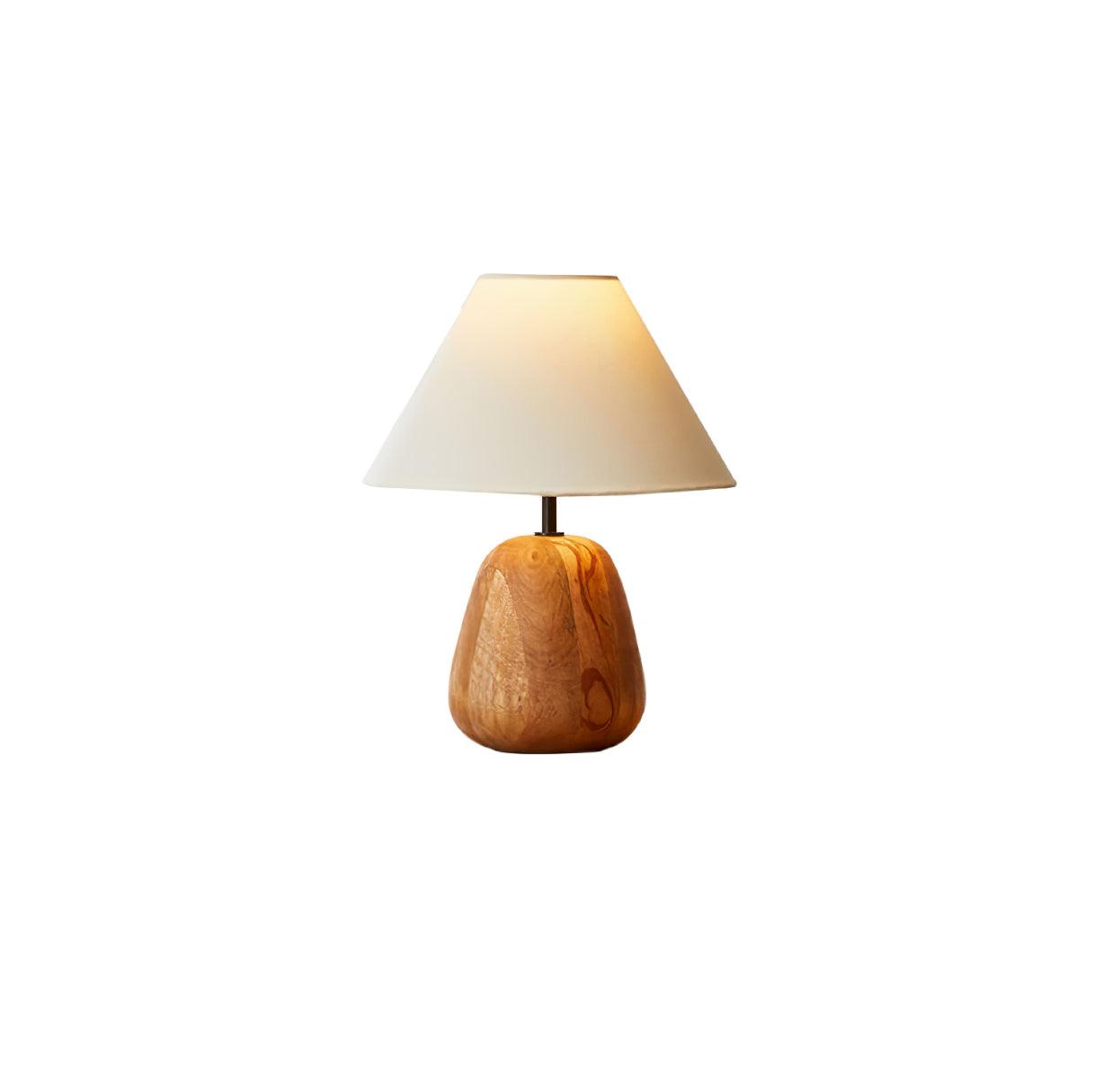 Natural Wood Task Lamp with White Fabric Shade for Bedside and Desk Irving