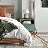 Natural Wood Task Lamp with White Fabric Shade for Bedside and Desk Irving