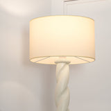 Modern Sculptural Twisted Resin Floor Lamp with White Fabric Drum Shade