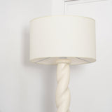 Modern Sculptural Twisted Resin Floor Lamp with White Fabric Drum Shade