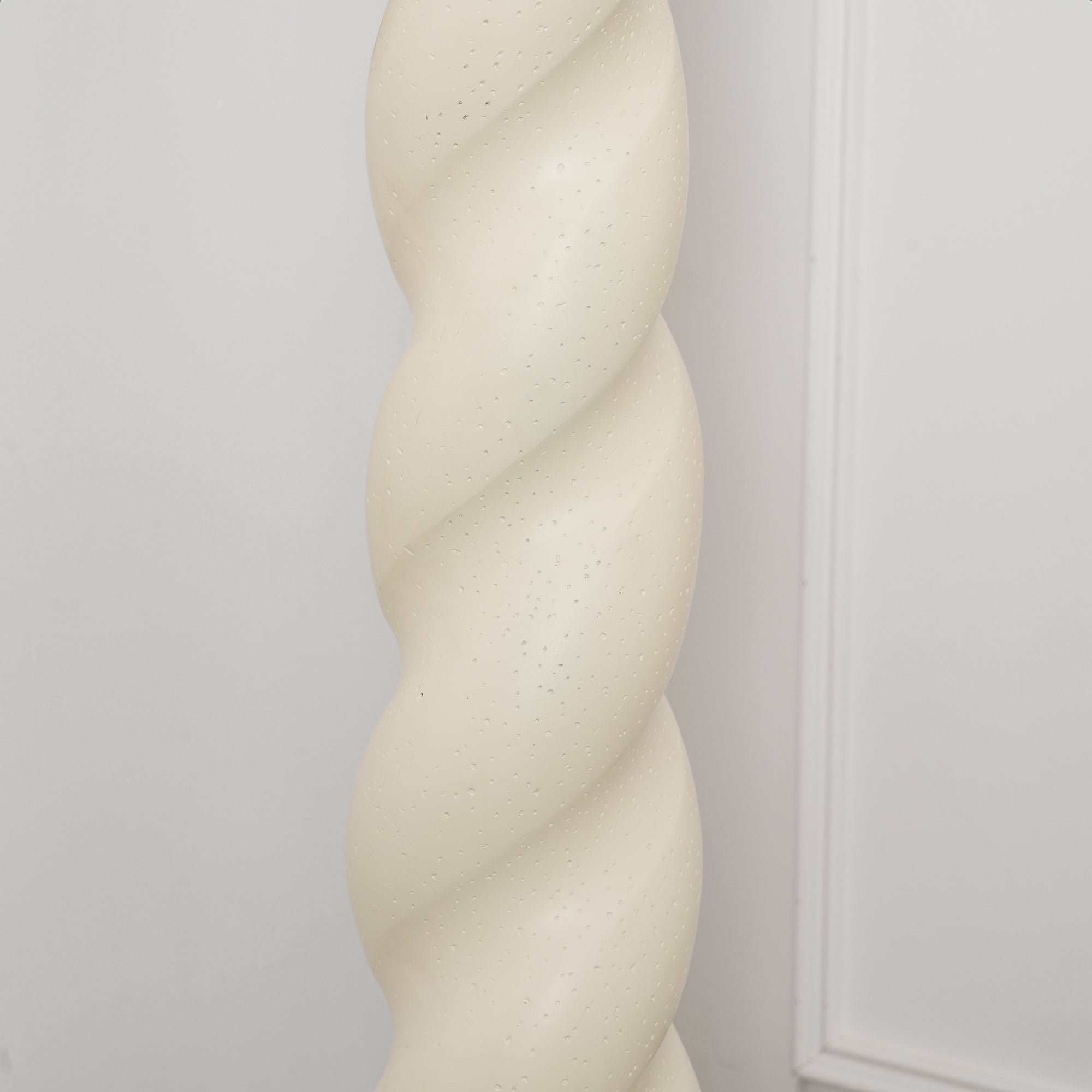 Modern Sculptural Twisted Resin Floor Lamp with White Fabric Drum Shade