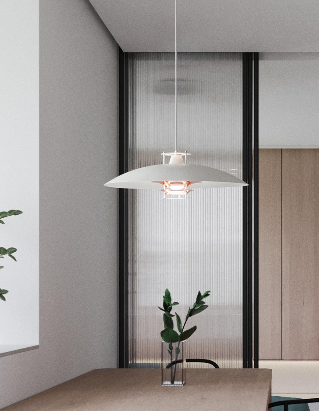 Modern Aluminum Disk Pendant Light Minimalist White and Blue Nordic Hanging Lamp