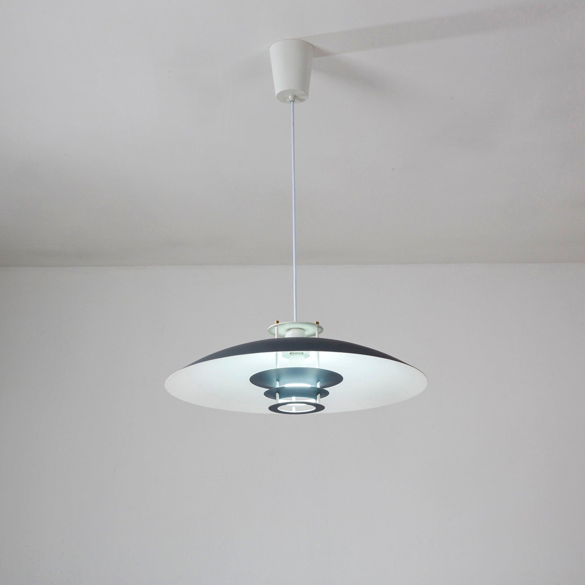 Modern Aluminum Disk Pendant Light Minimalist White and Blue Nordic Hanging Lamp