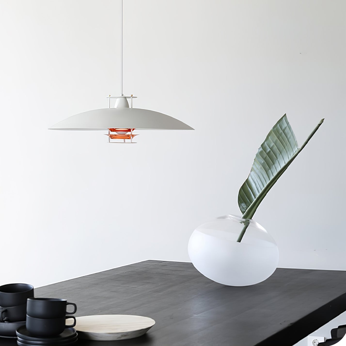 Modern Aluminum Disk Pendant Light Minimalist White and Blue Nordic Hanging Lamp