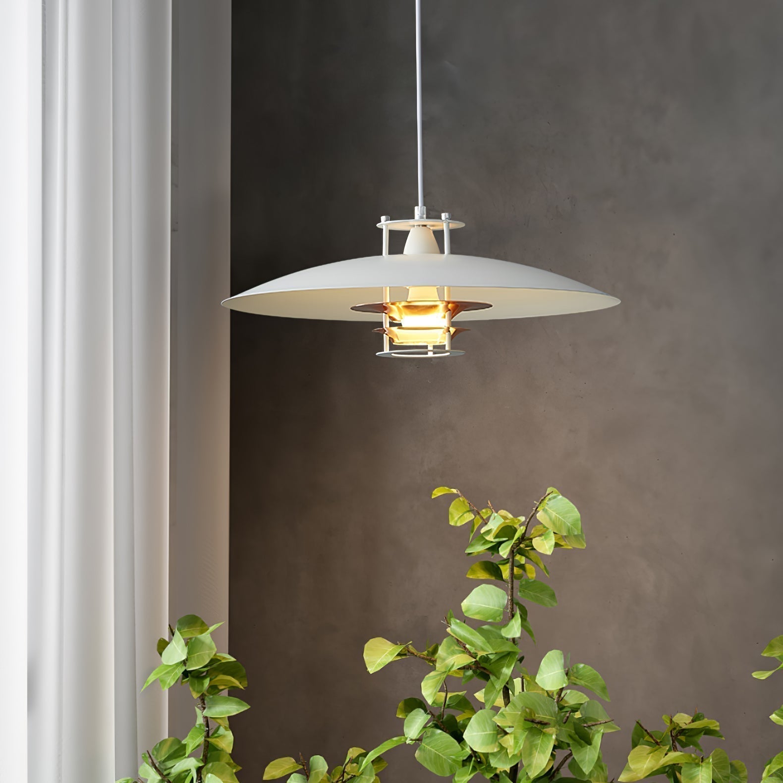 Modern Aluminum Disk Pendant Light Minimalist White and Blue Nordic Hanging Lamp