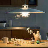 Modern Aluminum Disk Pendant Light Minimalist White and Blue Nordic Hanging Lamp