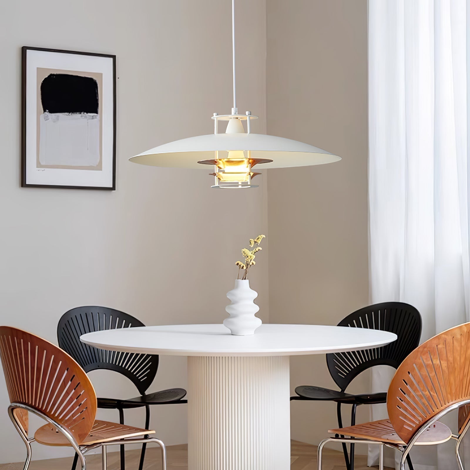 Modern Aluminum Disk Pendant Light Minimalist White and Blue Nordic Hanging Lamp