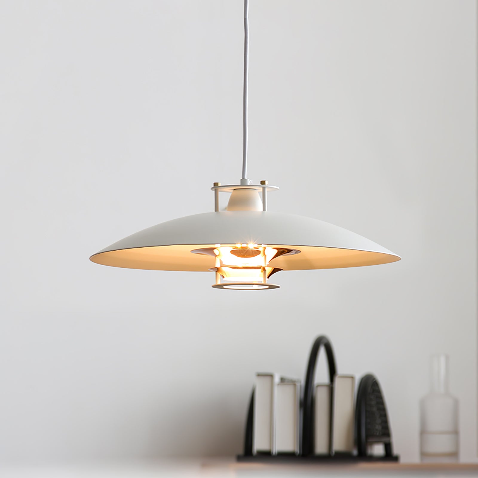 Modern Aluminum Disk Pendant Light Minimalist White and Blue Nordic Hanging Lamp