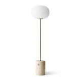 Modern Jwda Travertine Floor Lamp with Spherical Glass Globe and Yellow Stone Base