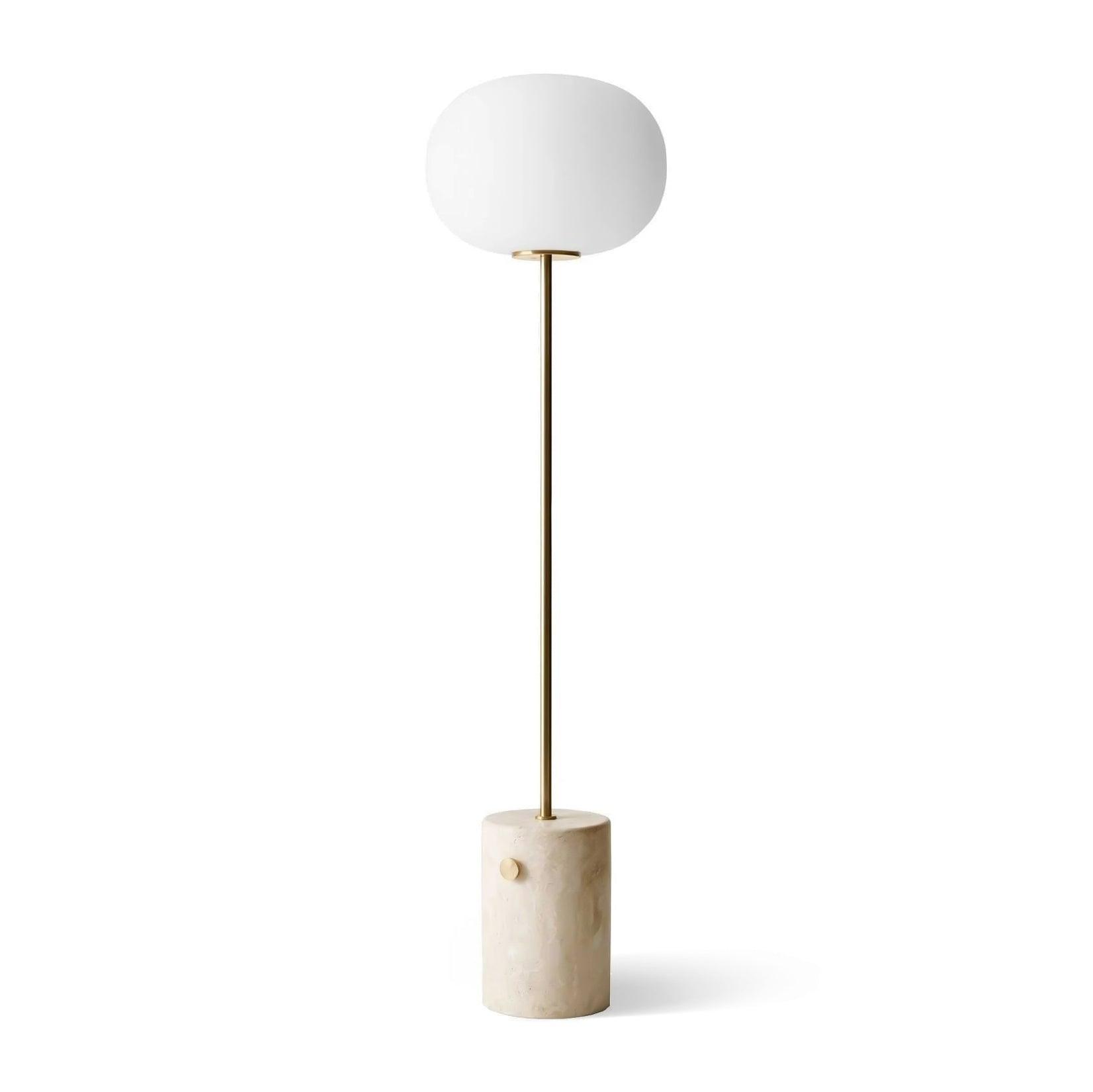 Modern Jwda Travertine Floor Lamp with Spherical Glass Globe and Yellow Stone Base