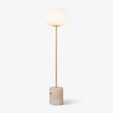Modern Jwda Travertine Floor Lamp with Spherical Glass Globe and Yellow Stone Base