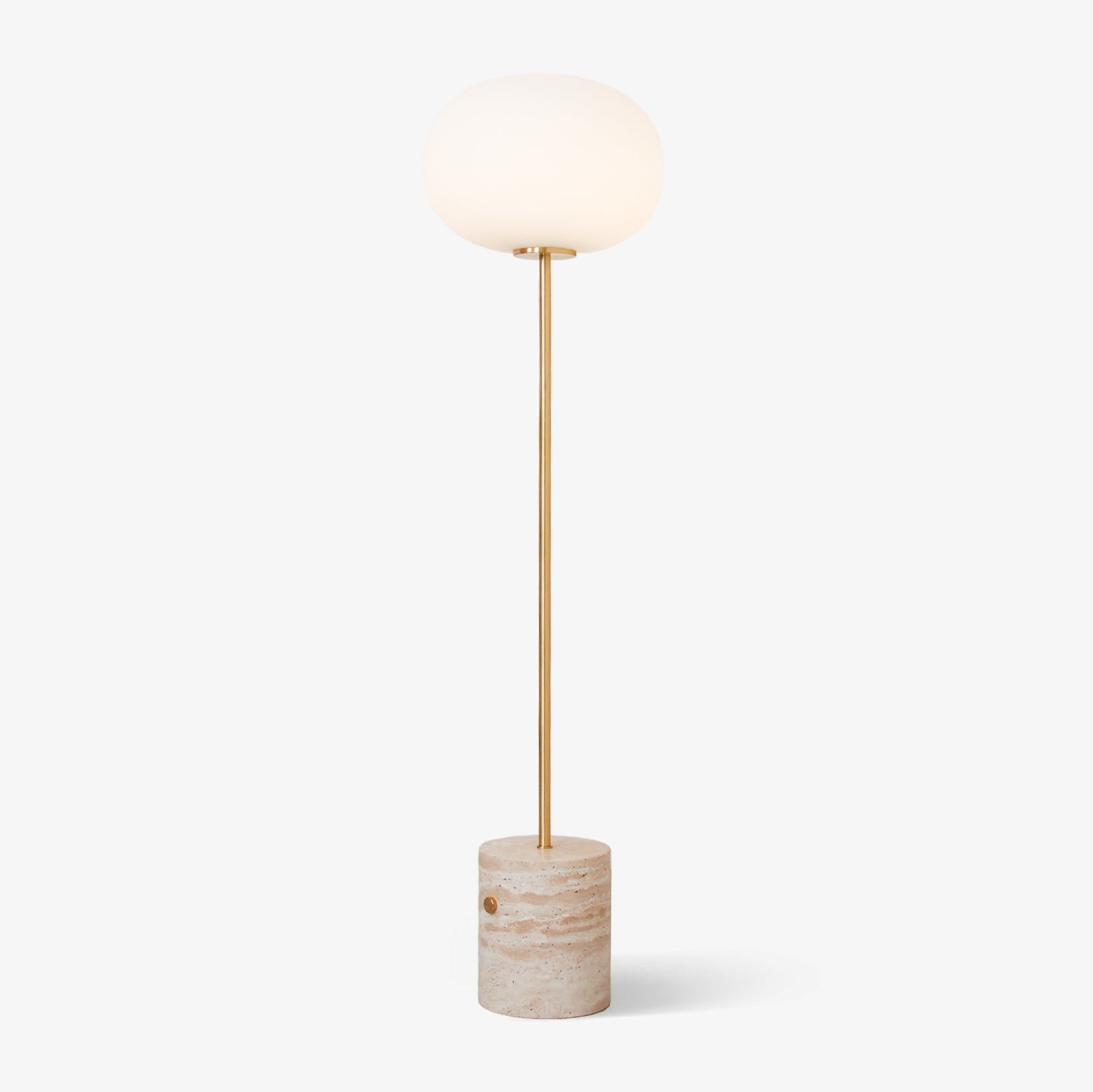 Modern Jwda Travertine Floor Lamp with Spherical Glass Globe and Yellow Stone Base