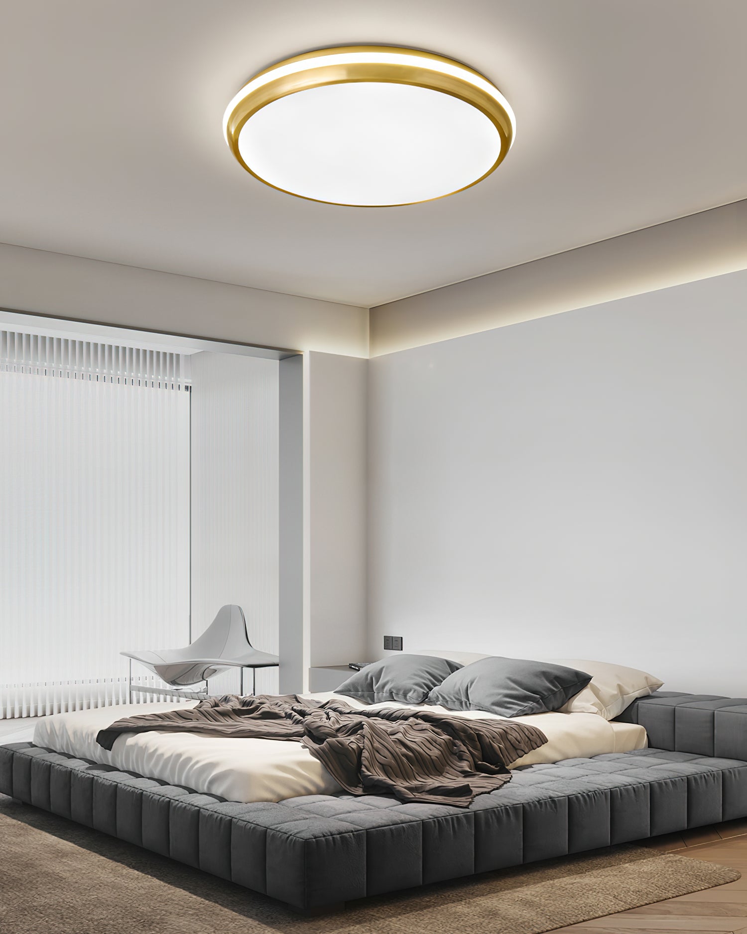 Jameson Modern Slim LED Flush Mount Ceiling Light Brass and Acrylic Fixture