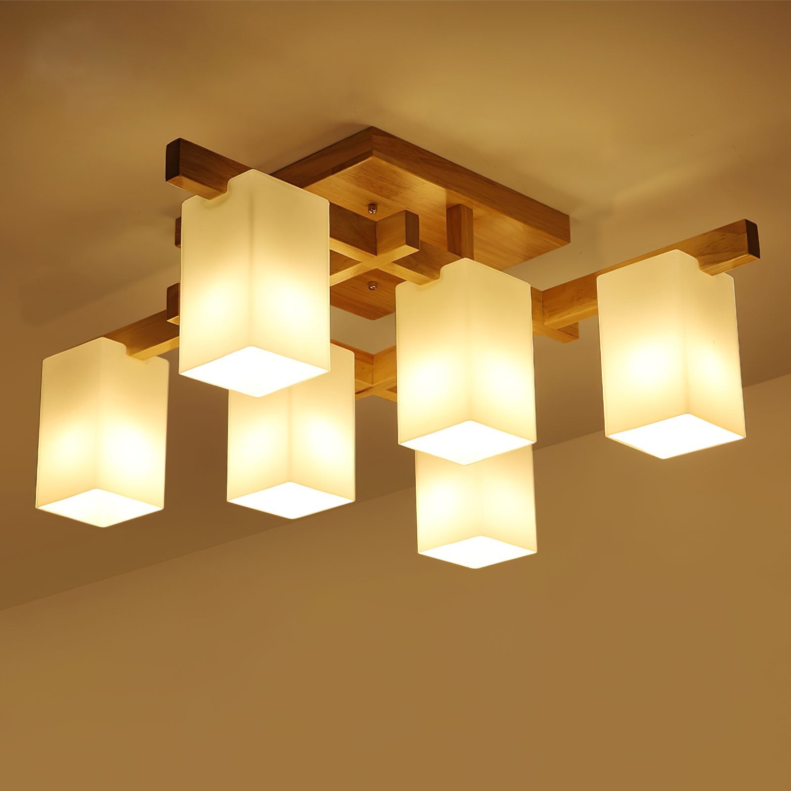 modern-japanese-square-wood-ceiling-light-fixture-with-glass-shades-for-living-room