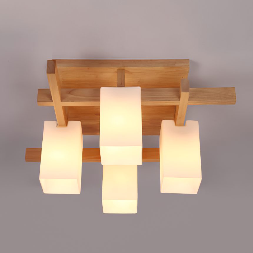 modern-japanese-square-wood-ceiling-light-fixture-with-glass-shades-for-living-room