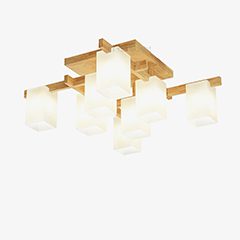 modern-japanese-square-wood-ceiling-light-fixture-with-glass-shades-for-living-room