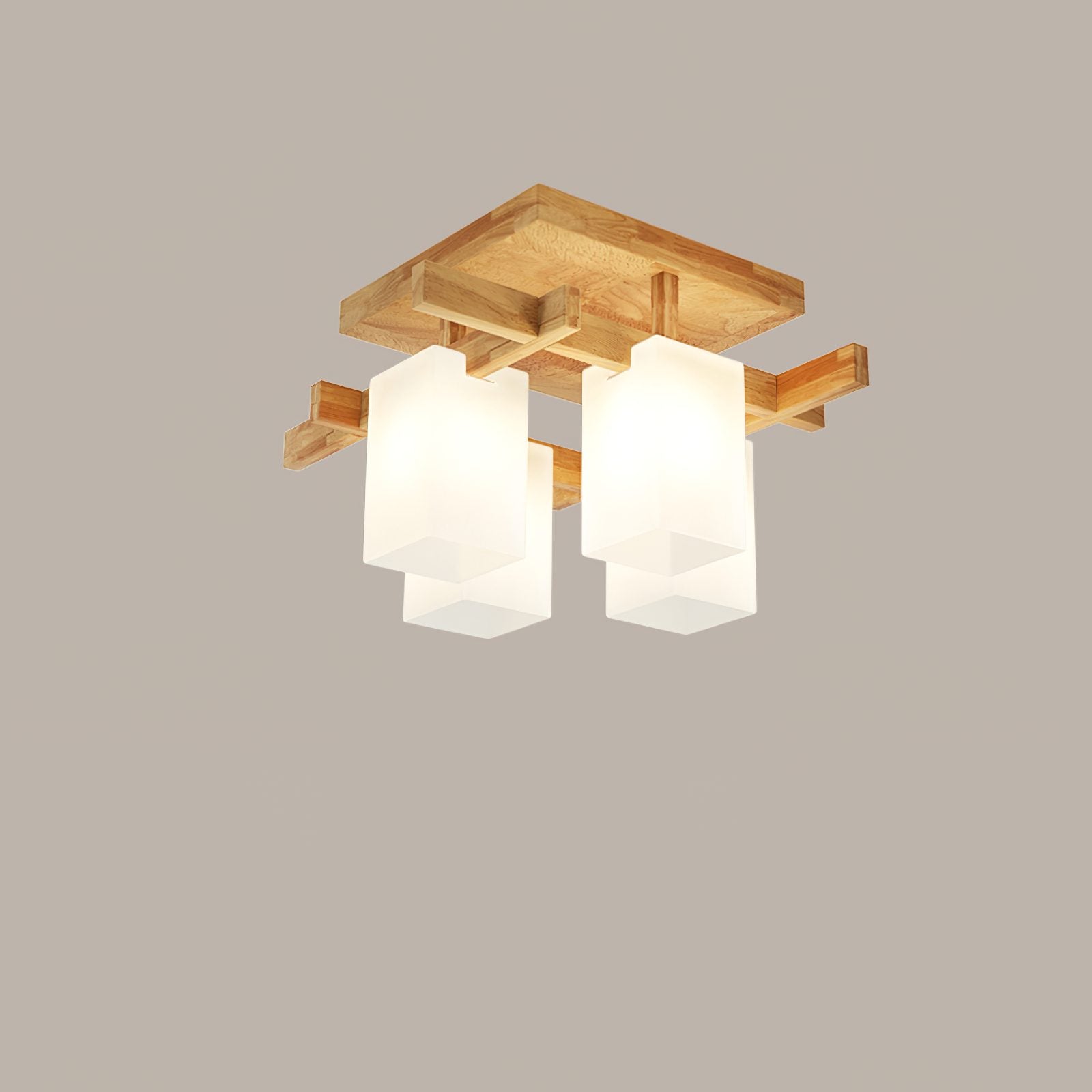 modern-japanese-square-wood-ceiling-light-fixture-with-glass-shades-for-living-room