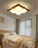 traditional-japanese-style-lattice-wood-ceiling-lamp-with-frosted-glass-shades