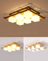 traditional-japanese-style-lattice-wood-ceiling-lamp-with-frosted-glass-shades