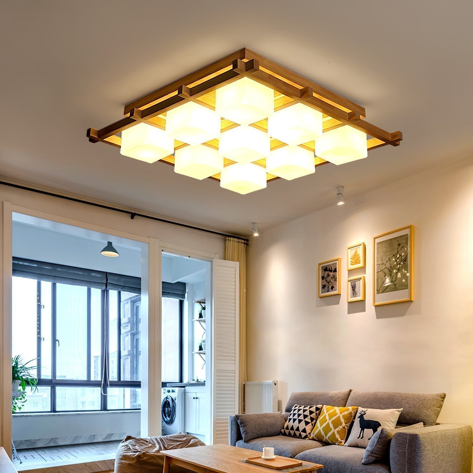 traditional-japanese-style-lattice-wood-ceiling-lamp-with-frosted-glass-shades