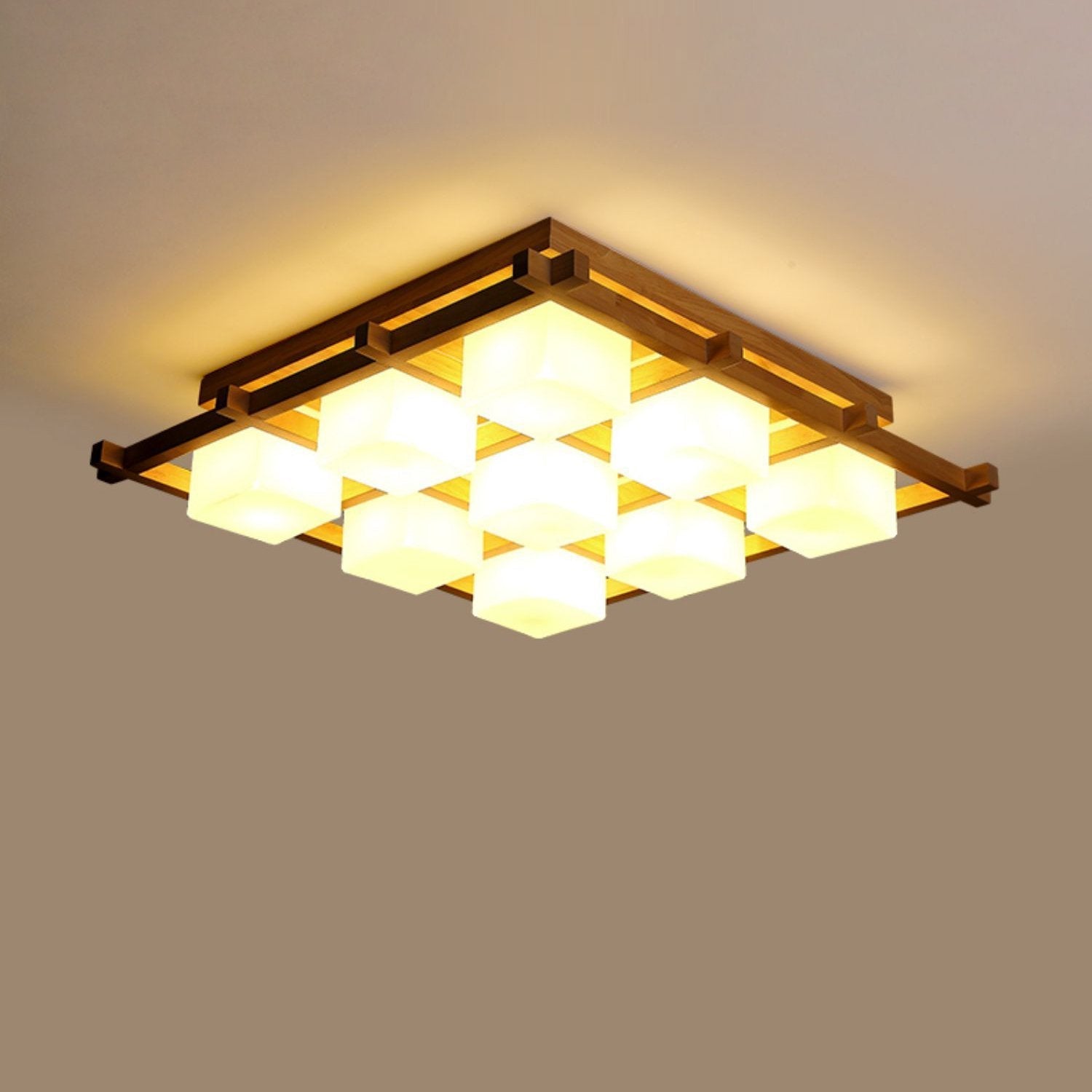 traditional-japanese-style-lattice-wood-ceiling-lamp-with-frosted-glass-shades
