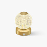 Modern Diamond Cut Crystal LED Table Lamp Cordless Rechargeable Task Light with Polished Brass Finish