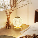 Modern Diamond Cut Crystal LED Table Lamp Cordless Rechargeable Task Light with Polished Brass Finish