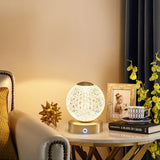 Modern Diamond Cut Crystal LED Table Lamp Cordless Rechargeable Task Light with Polished Brass Finish