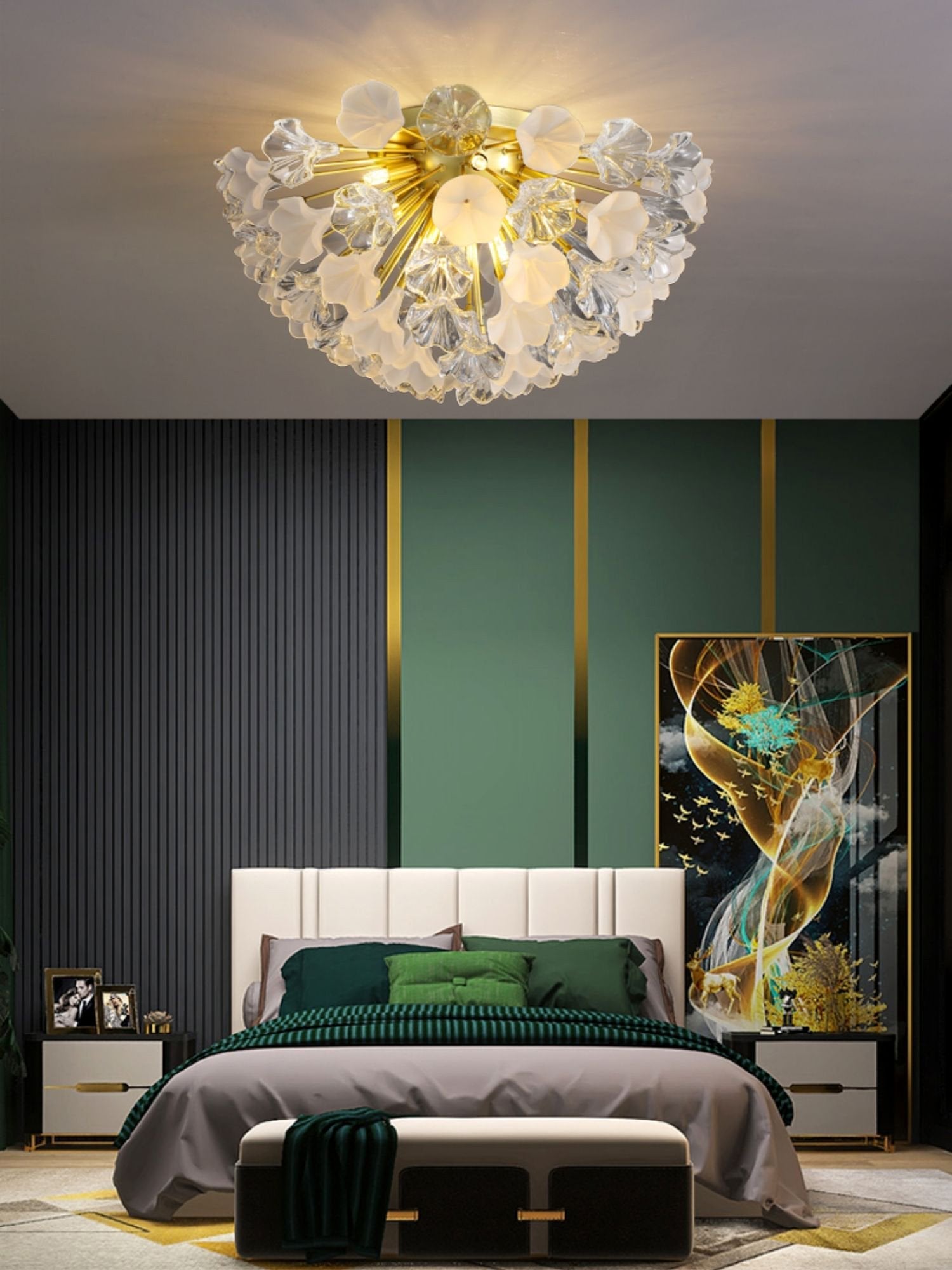 modern-gold-flush-mount-chandelier-with-hand-blown-glass-globes-for-living-room