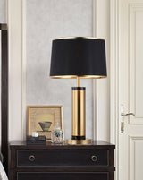 Jaspar Gold Metal Desk Lamp with Elegant Fabric Shade for Modern Home Office and Bedroom