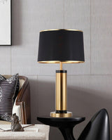 Jaspar Gold Metal Desk Lamp with Elegant Fabric Shade for Modern Home Office and Bedroom