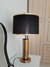 Jaspar Gold Metal Desk Lamp with Elegant Fabric Shade for Modern Home Office and Bedroom
