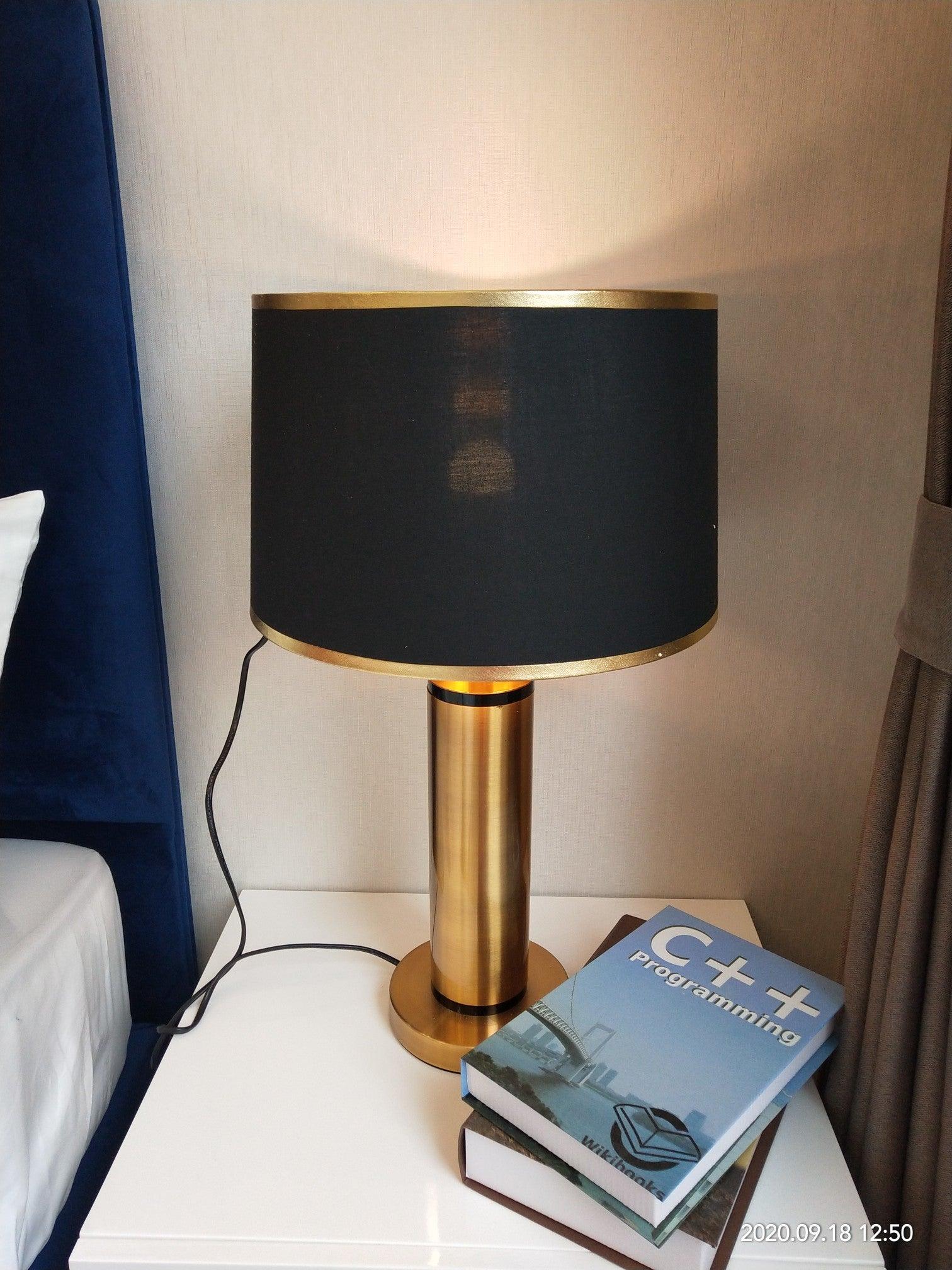 Jaspar Gold Metal Desk Lamp with Elegant Fabric Shade for Modern Home Office and Bedroom