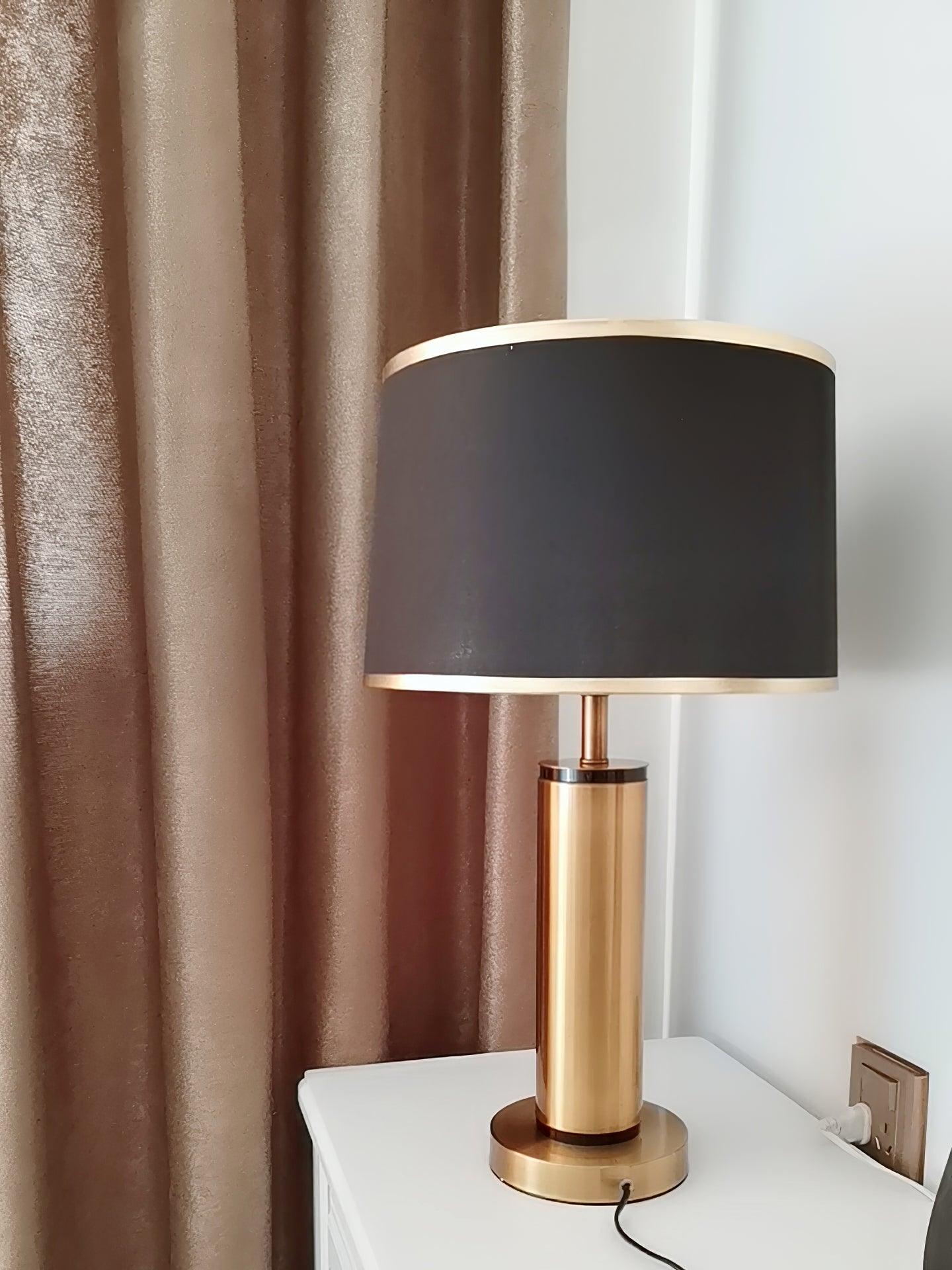 Jaspar Gold Metal Desk Lamp with Elegant Fabric Shade for Modern Home Office and Bedroom