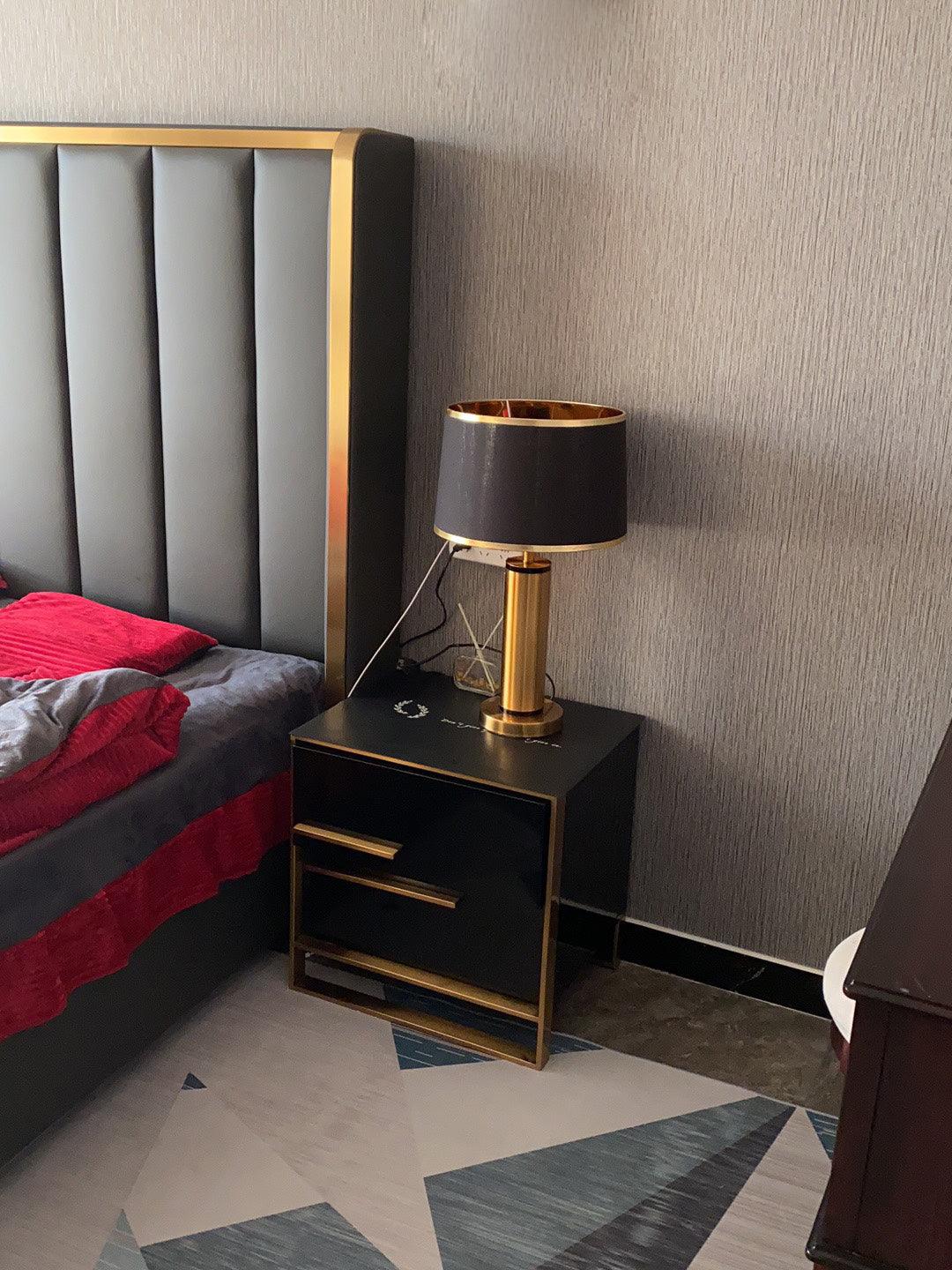 Jaspar Gold Metal Desk Lamp with Elegant Fabric Shade for Modern Home Office and Bedroom