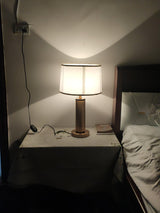 Jaspar Gold Metal Desk Lamp with Elegant Fabric Shade for Modern Home Office and Bedroom