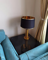 Jaspar Gold Metal Desk Lamp with Elegant Fabric Shade for Modern Home Office and Bedroom