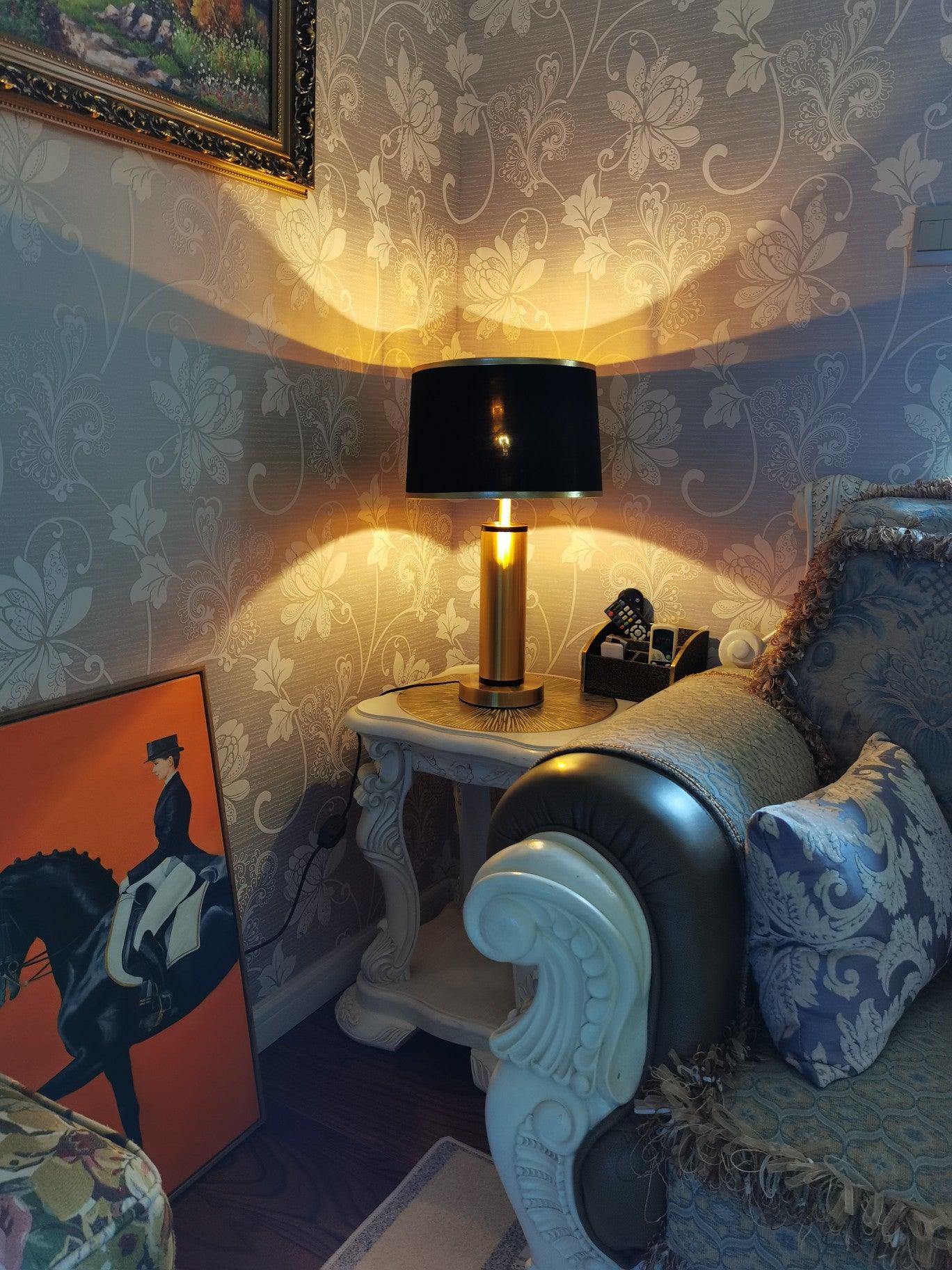 Jaspar Gold Metal Desk Lamp with Elegant Fabric Shade for Modern Home Office and Bedroom