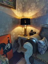 Jaspar Gold Metal Desk Lamp with Elegant Fabric Shade for Modern Home Office and Bedroom