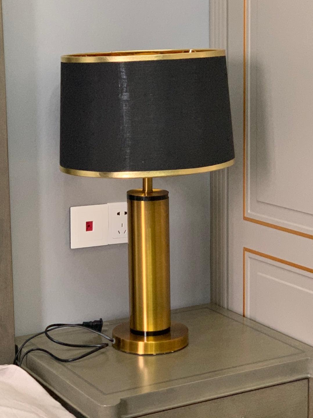 Jaspar Gold Metal Desk Lamp with Elegant Fabric Shade for Modern Home Office and Bedroom