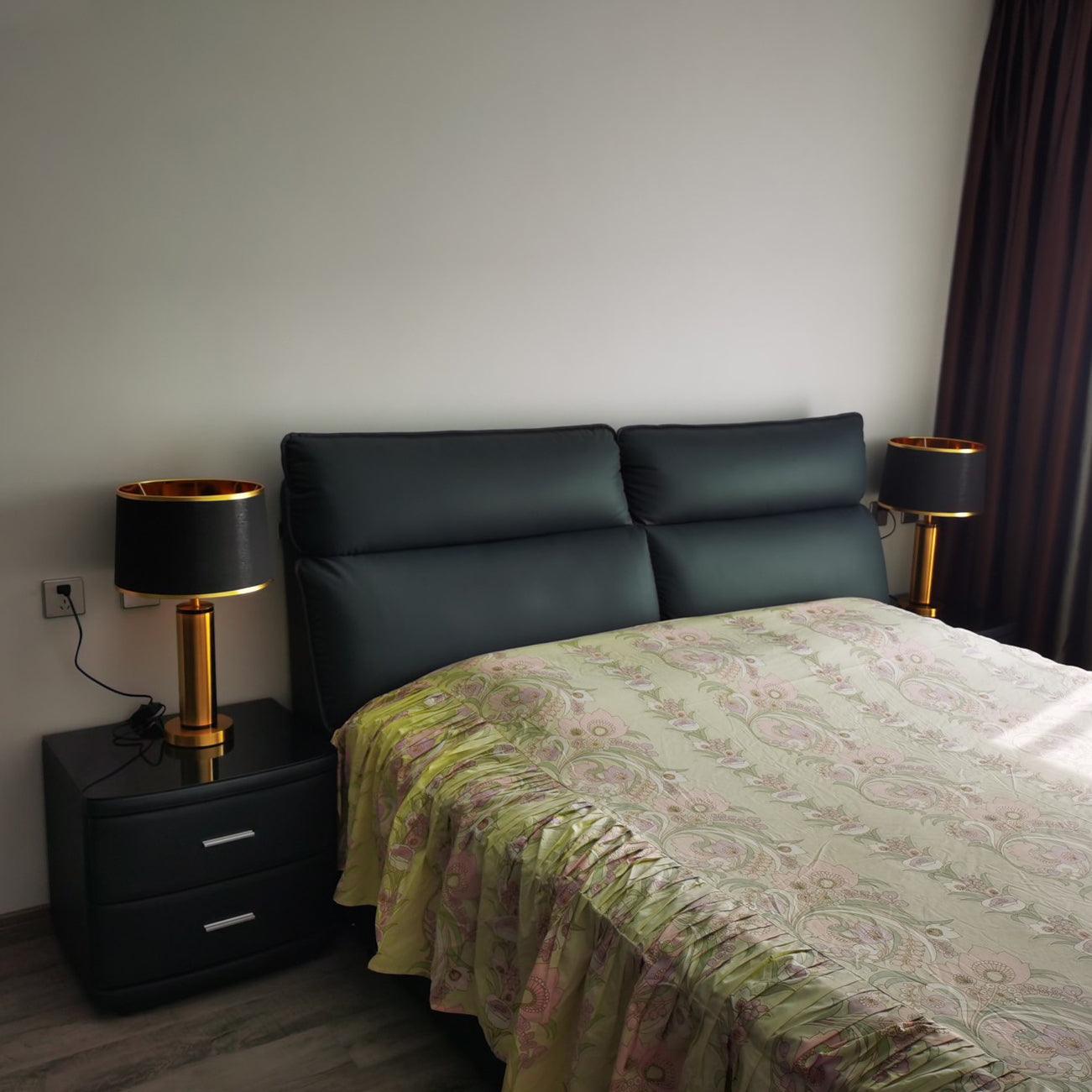 Jaspar Gold Metal Desk Lamp with Elegant Fabric Shade for Modern Home Office and Bedroom
