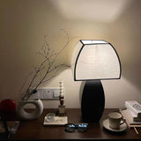 Javier Contemporary Black Metal Table Lamp with White Fabric Shade for Modern Home Decor