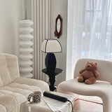 Javier Contemporary Black Metal Table Lamp with White Fabric Shade for Modern Home Decor
